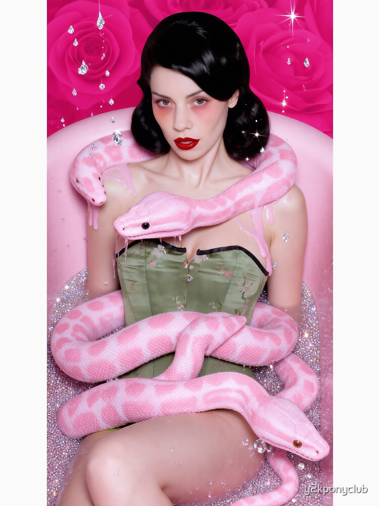 Surreal Pink Snake Bathtub Portrait - Marina by y2kponyclub