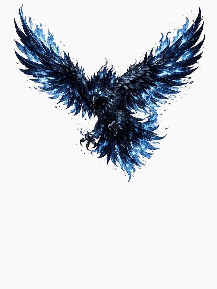 Midnight Blue Mystic Crow Vector Illustration Art by Reminixi