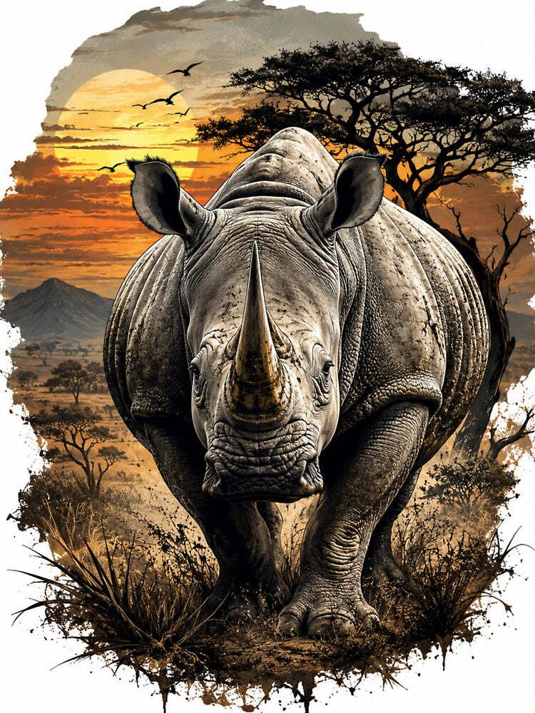 Majestic rhino at sunset by urbanshop7