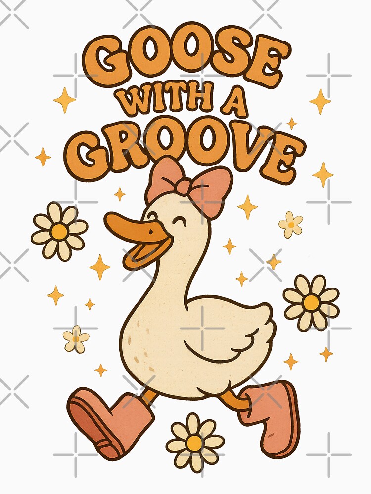 Goose with a Groove Cute Dancing Goose Funny Retro Animal Aesthetic Design by inkoutninja