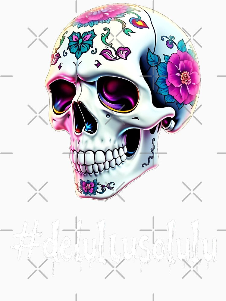Delulu Solulu Flower Skull – #delulusolulu Art by VZCreativeLab