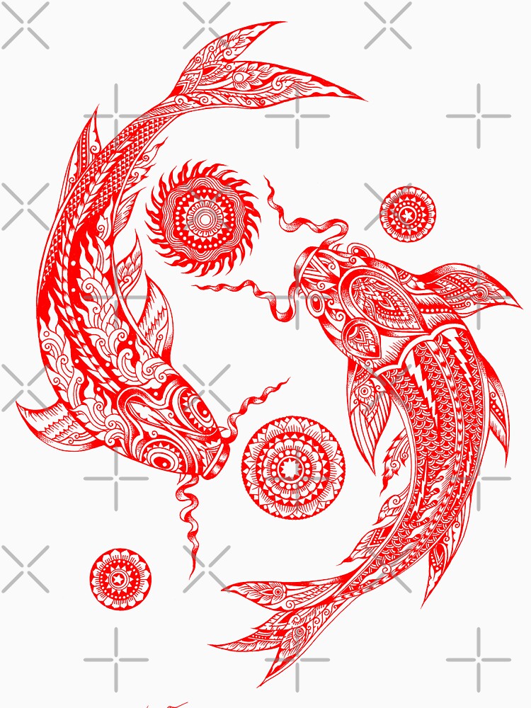 Thai traditional art of Fish Red color. by AmornGallery
