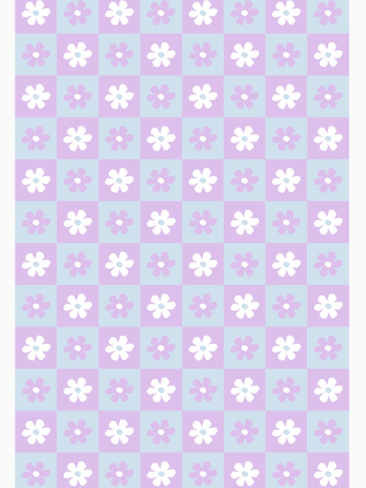 Danish Pastel Aesthetic Checkerboard Flower Design Phone Case in Baby Blue and Lilac by shopY2K