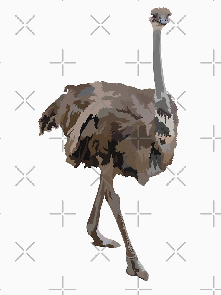 O is for Ostrich,Female Ostrich – Graceful Large Flightless Bird Wildlife Illustration by PrettylittlepastelUk
