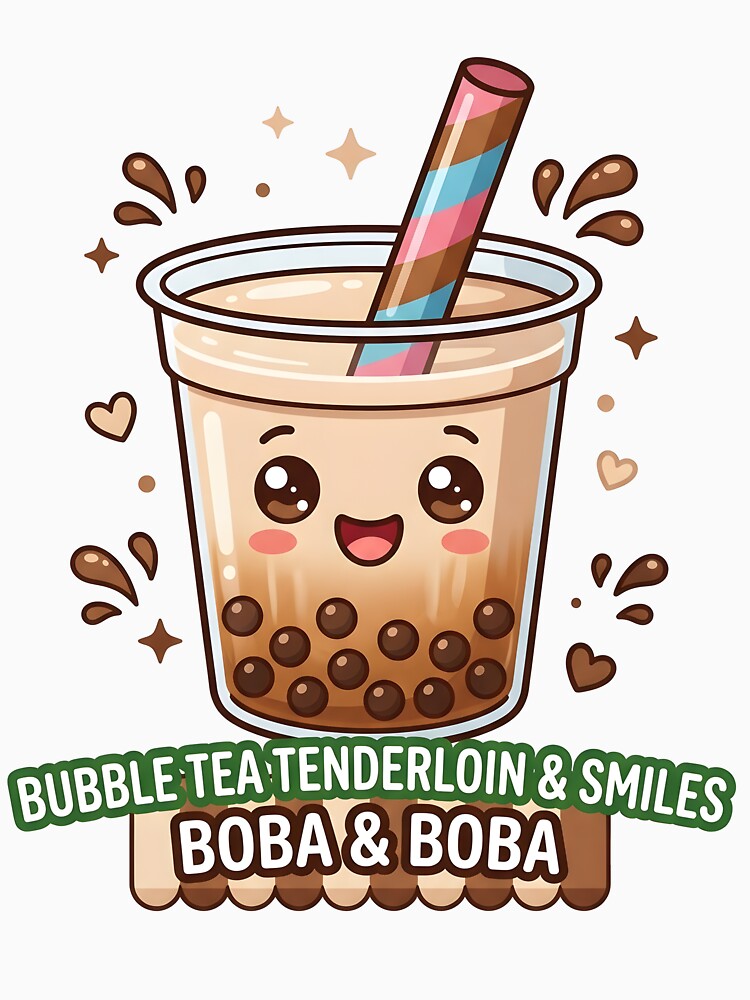 Kawaii Bubble Tea Mascot - Boba Tenderloin & Smiles Art by WalterAdd