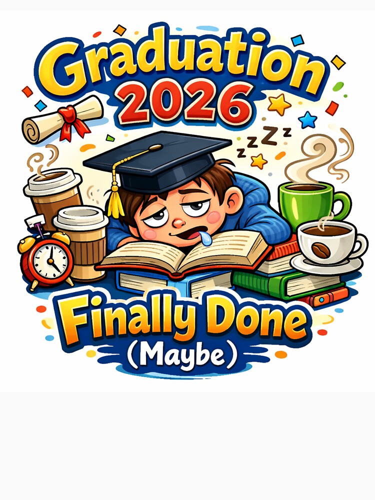 Graduation 2026: Finally Done (Maybe) - Funny Graduate Gift by Pink Decor