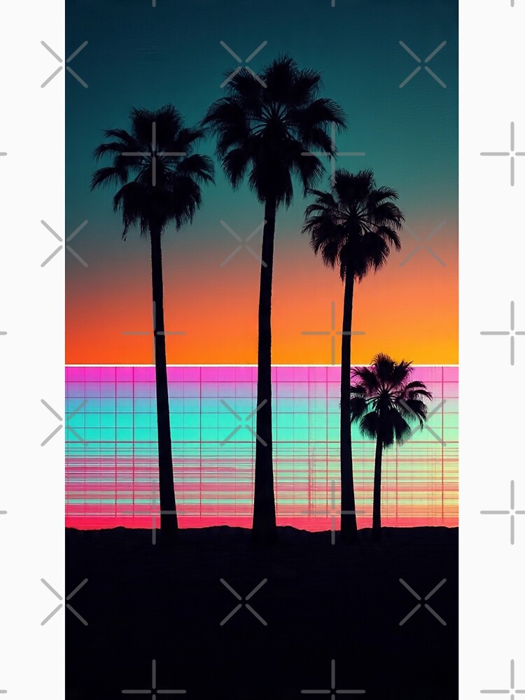 Neon Palm Trees | Sunsets & Neon Grid Lo-Fi Art by Esterlane