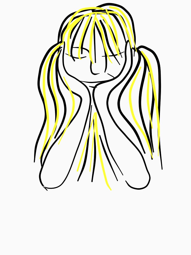 Moody Girl Line Art by artago
