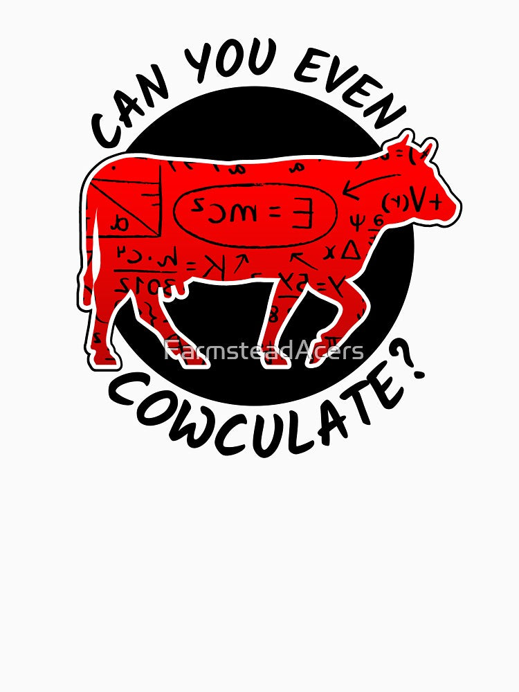 red cow version of Can you even calculate? Funny colorful cow puns Calculator by FarmsteadAcers