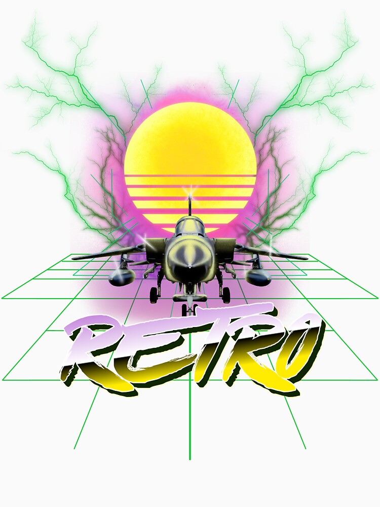 Retro Synthwave Jet - 80s Aesthetic T-Shirt Design by greenstar21