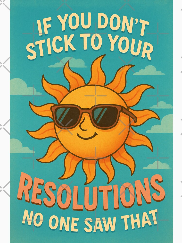 Playful New Year Resolution Greeting with Sunglasses Sun and Sky by Places On Earth
