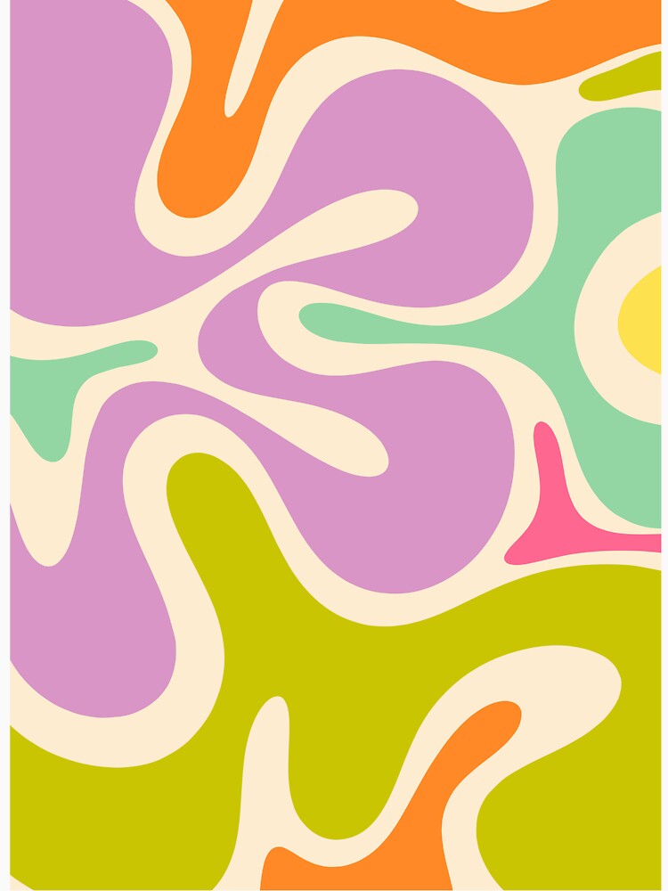 Smooth Contours Retro Modern Abstract Pattern Pastel Lavender Lime Orange Mint by kierkegaard