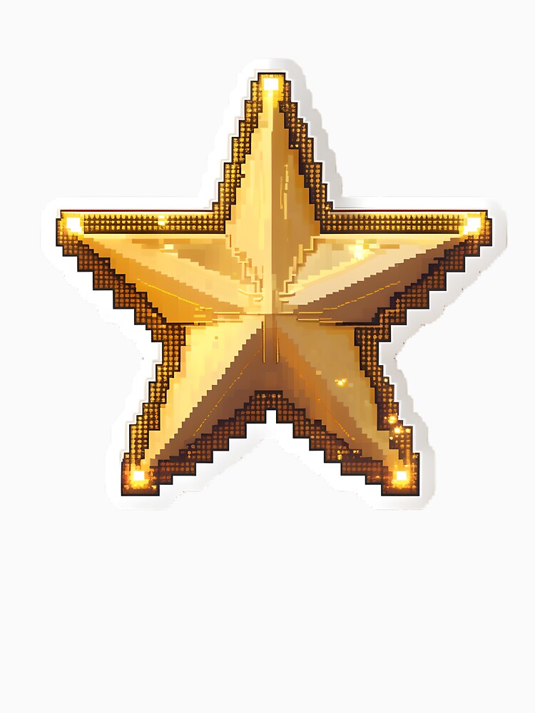 Cute Pixel Golden Christmas Star with Glowing Edges by BankMano