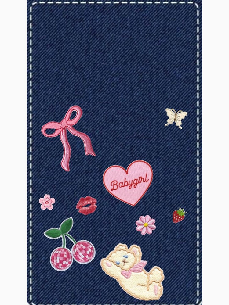 Babygirl Coquette Denim Patch Aesthetic | Y2K Cute Pink Stickers Design by KryaArts27
