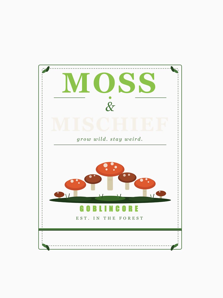 Moss And Mischief Goblincore Mushroom Cluster Dark Forest Cottagecore Graphic by Mega-Shopping