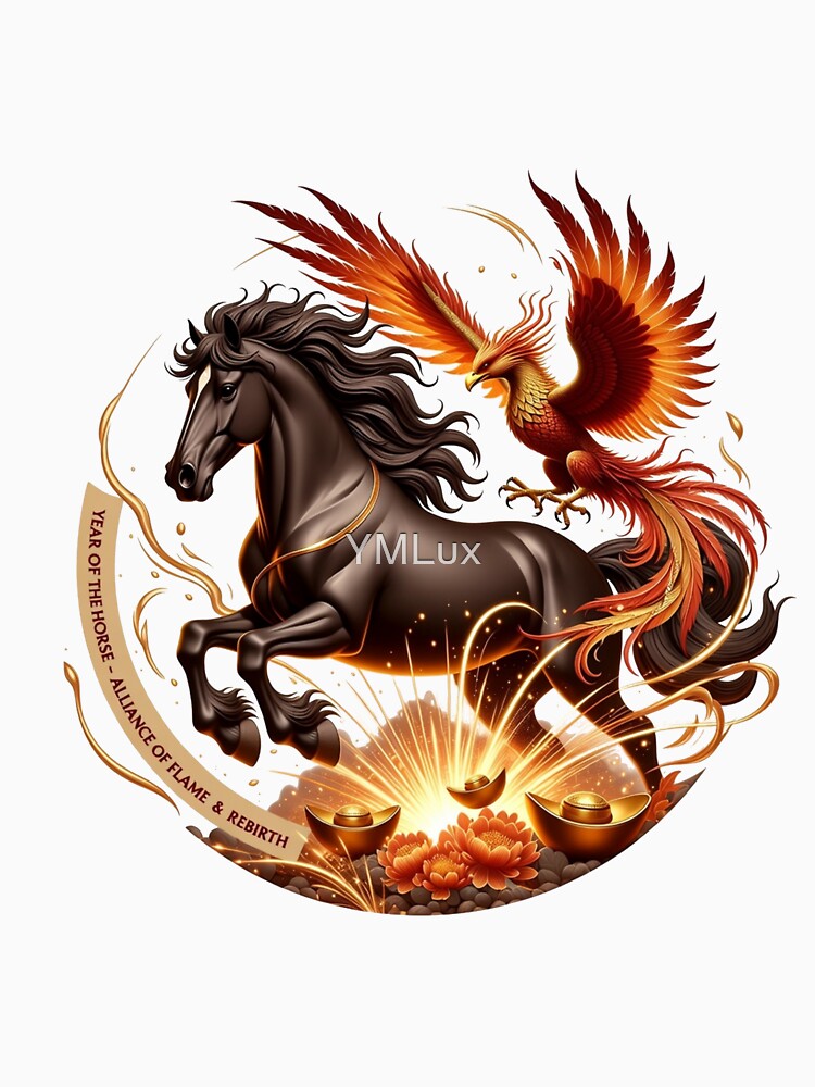 Year of the Wood Horse Phoenix T Shirt, Flames of Rebirth & Renewal Mug, Lunar New Year Gift by YMLux