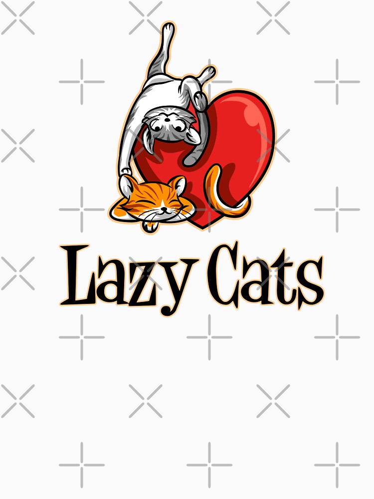 Lazy Cats Playing and Lying On the Love Shape Cat Retro White and Orange Cat by activlifewear