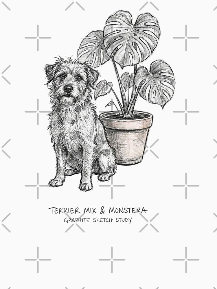 Monstera & Mutt Authentic Graphite Sketchbook Art by devilfronty