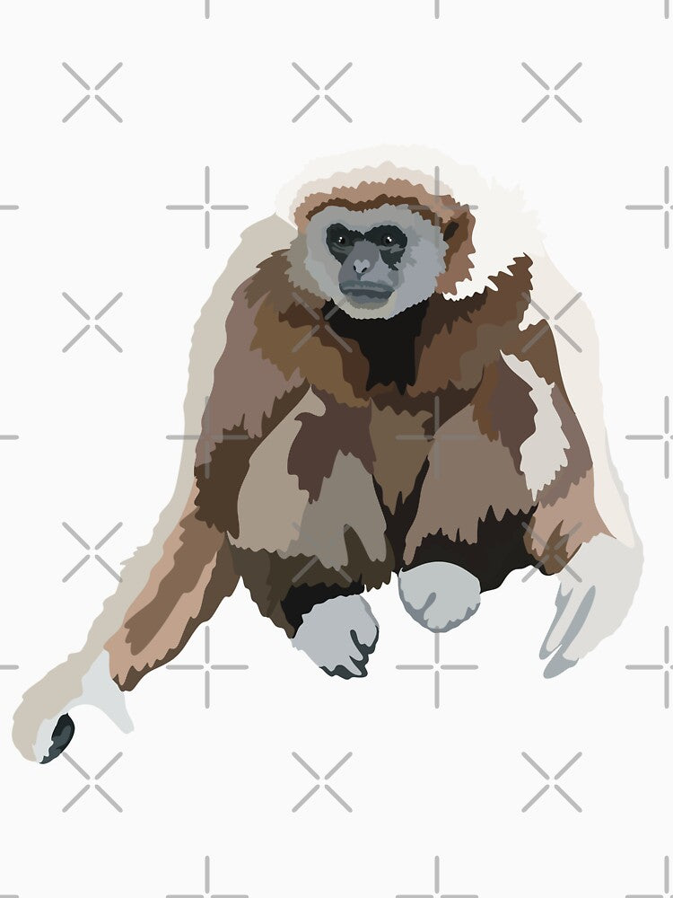 L is for Lar Gibbon,Lar Gibbon – Agile Southeast Asian Primate Wildlife Illustration by PrettylittlepastelUk