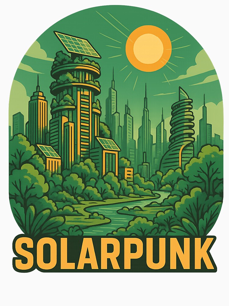 Solarpunk Futuristic Cityscape | Eco-Tech Nature Design | Retro-Futuristic Art by SavvyPink