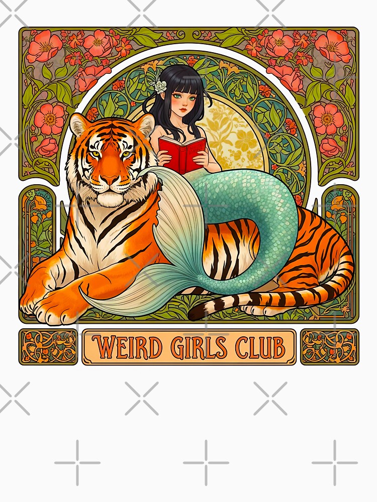 Weird Girls Club Art Nouveau Tiger and Mermaid by TeeARTHY