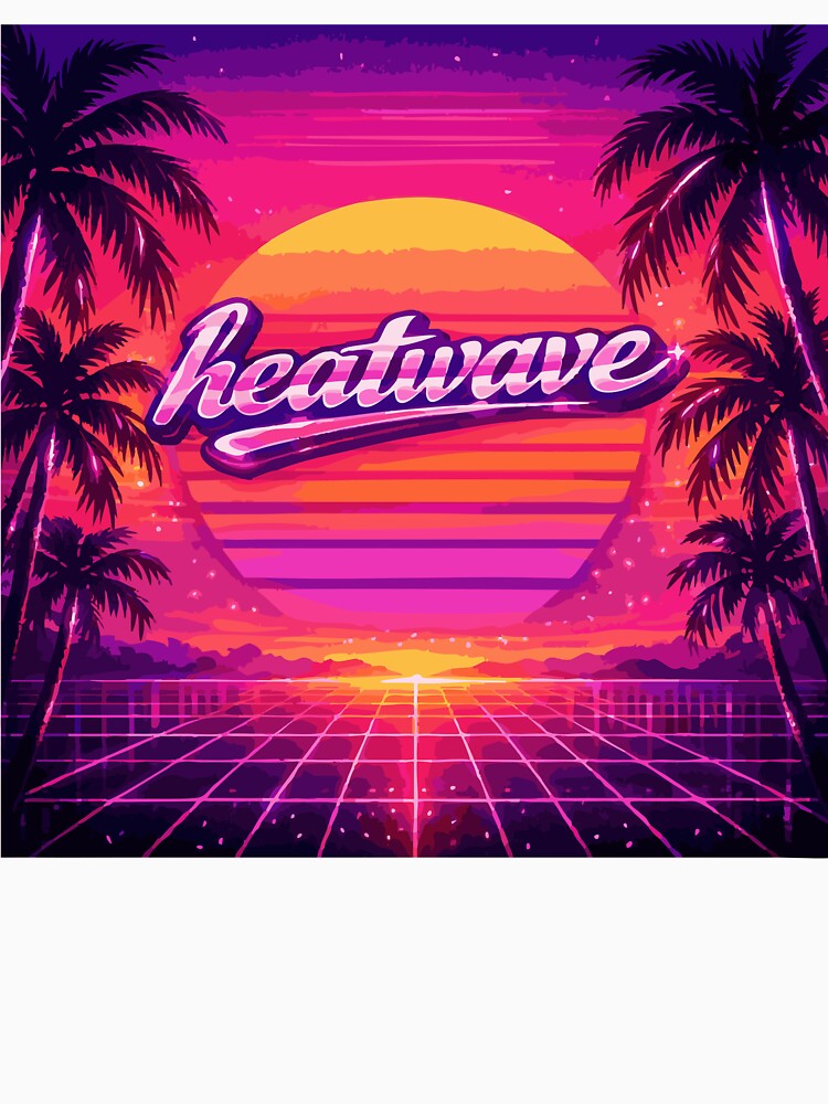 Heatwave – Retro Synthwave Sunset with Neon Grid  Palm Trees by DesignbyAnnaM