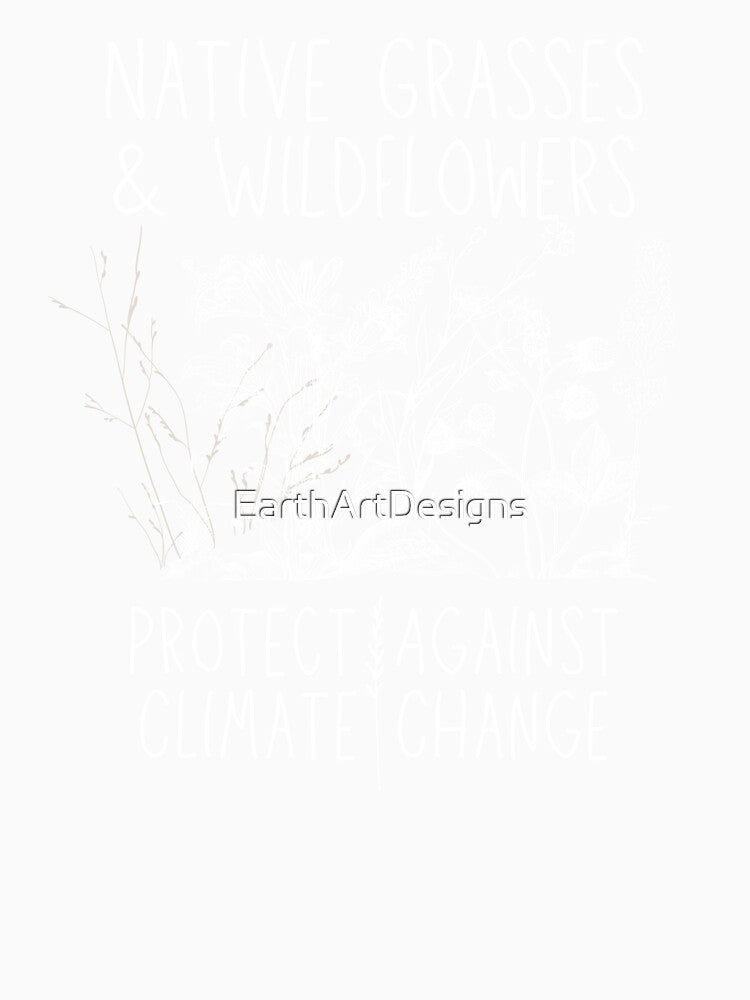Native Grasses & Wildflowers Protect Against Climate Change Drawing Design by EarthArtDesigns