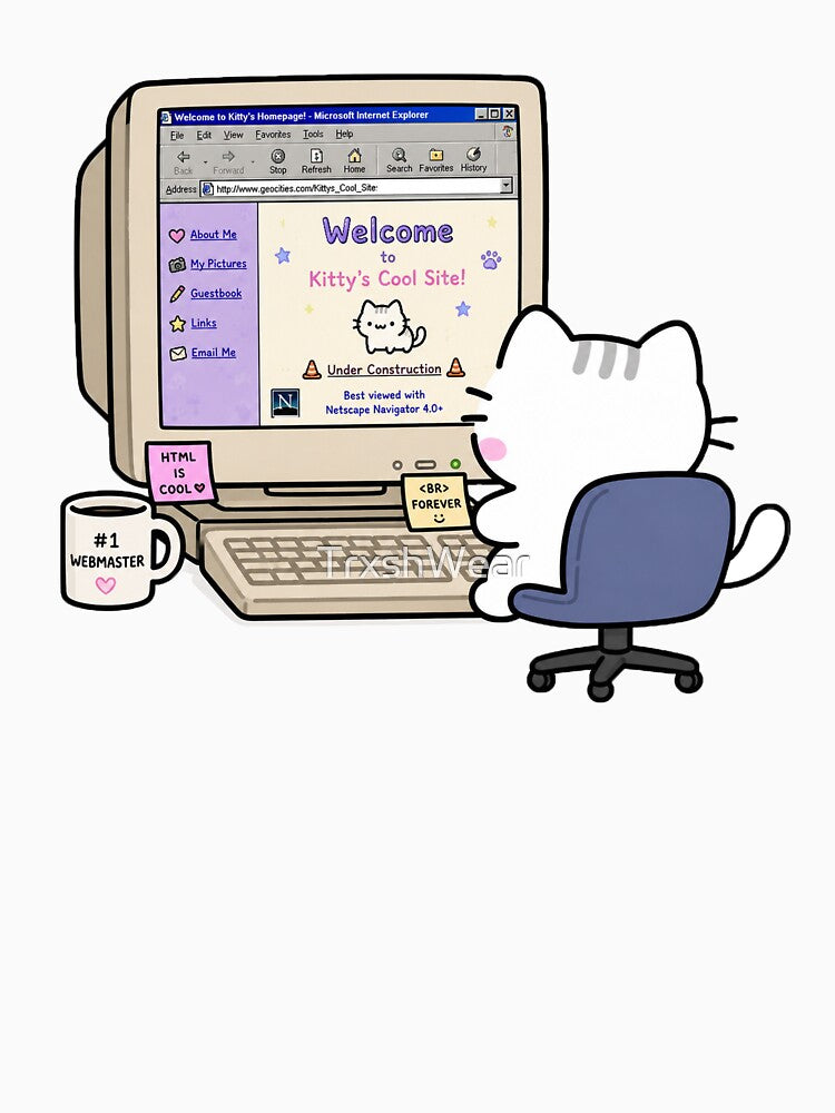 Cute Cat Building Retro Website Windows XP Internet Nostalgia by TrxshWear