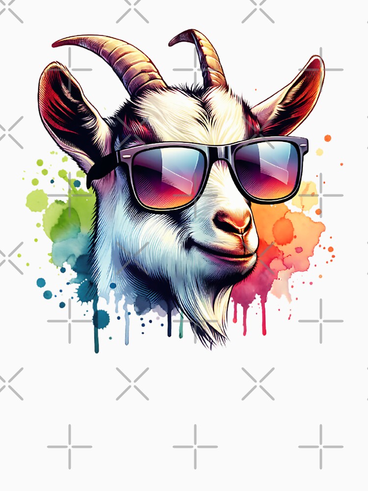 Watercolor Goat Wearing Sunglasses by TheAnimalZ00