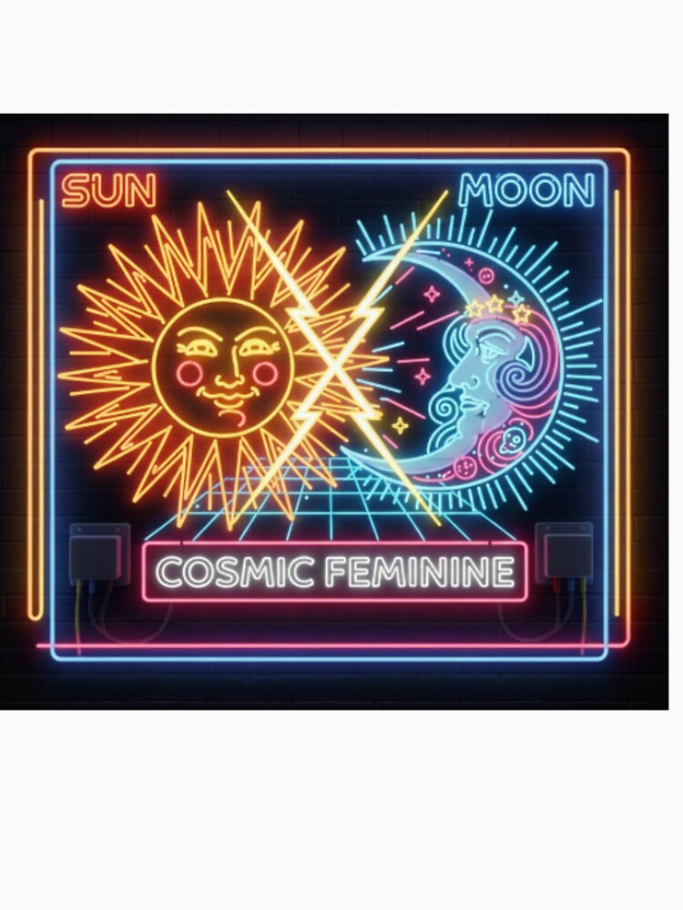 Sun vs. Moon Retro Neon Cosmic Duality Design by Tily360