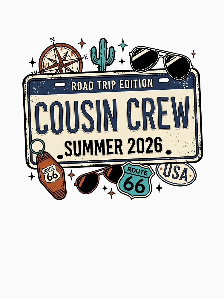 Cousin Crew Summer 2026 Family Vacation Matching Retro Beach Reunion Design by get55shirt