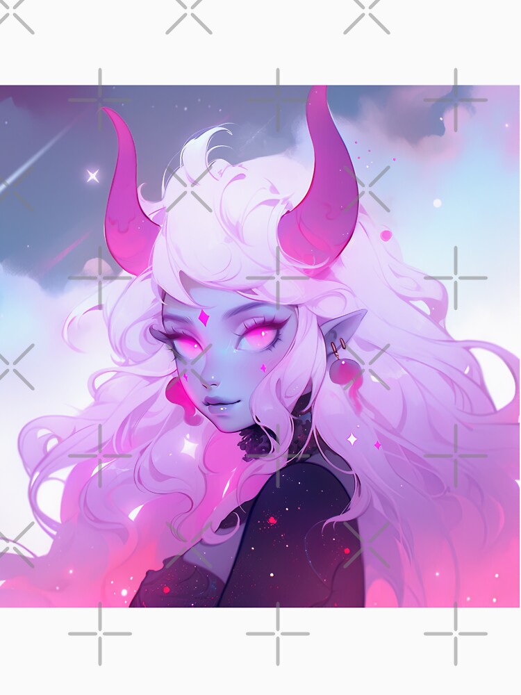 Soft Pink Cute but Creepy Demon Anime Girl by bubblegoth