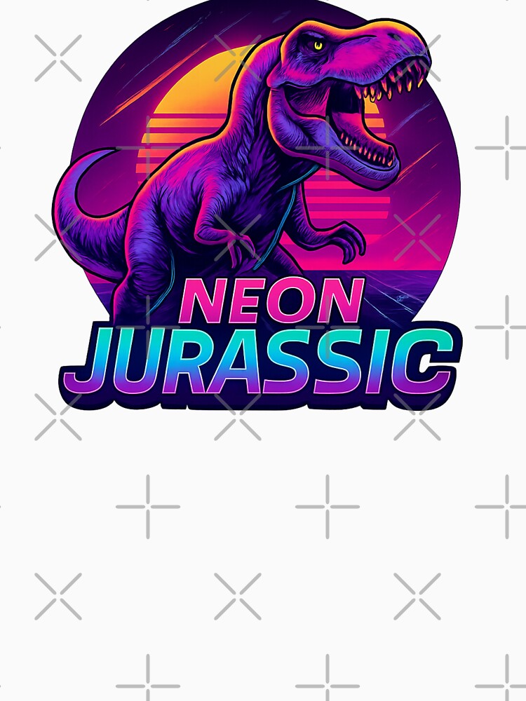 Neon Jurassic T-Rex - Vaporwave Dinosaur Synthwave Design by MKreative Studio