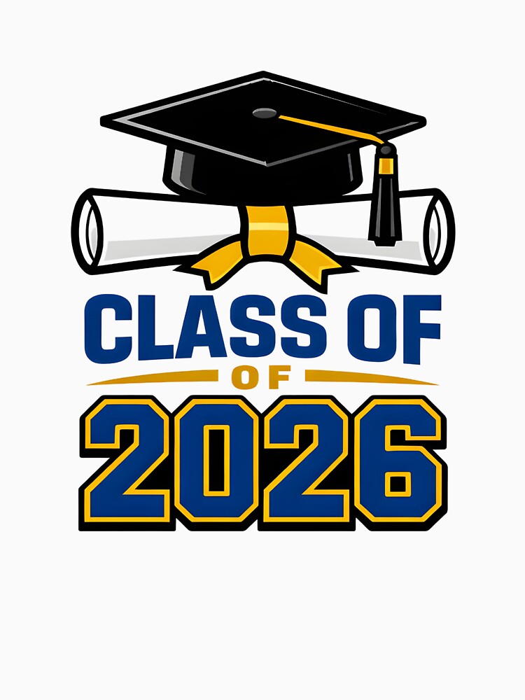 Class of 2026 Graduation T-Shirt – Cap & Diploma Blue Gold Senior Design by FestivityFinds