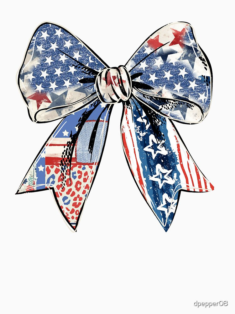 Fourth of July Coquette Bow Patriotic American Flag by 2Duckies