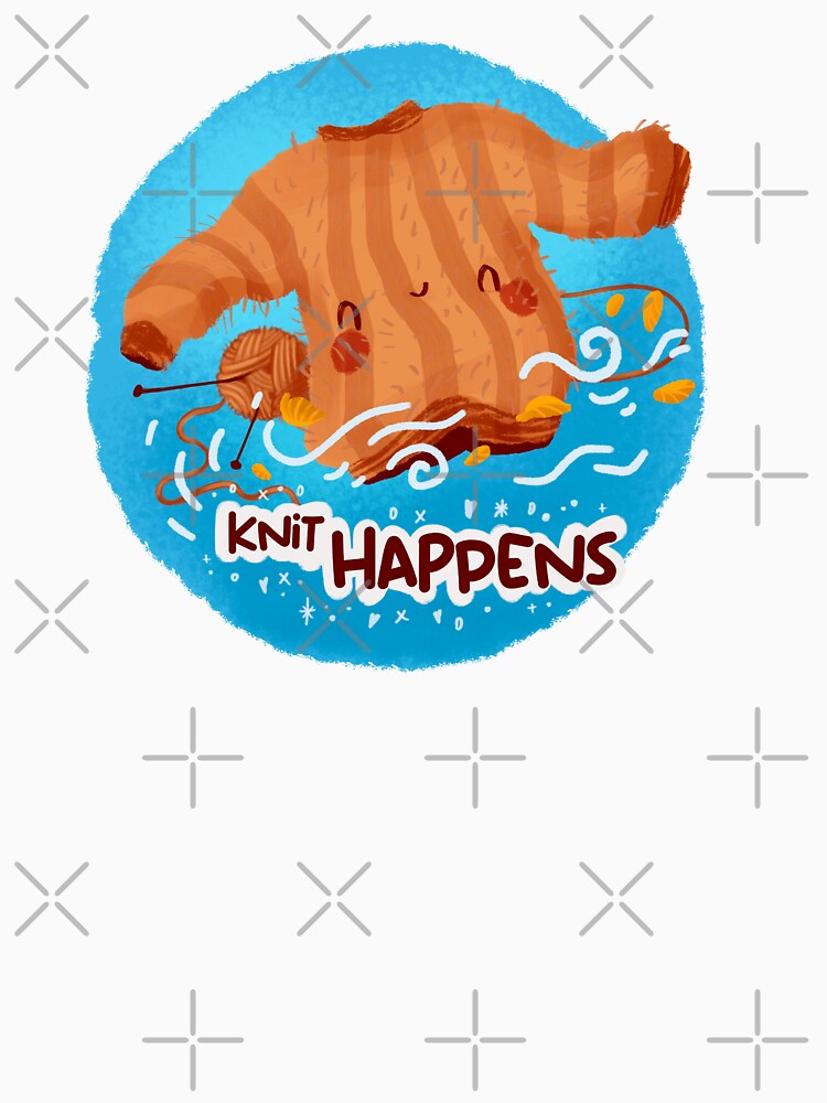 Knit Happens - Funny Knitting Pun by Vuckovicdraws