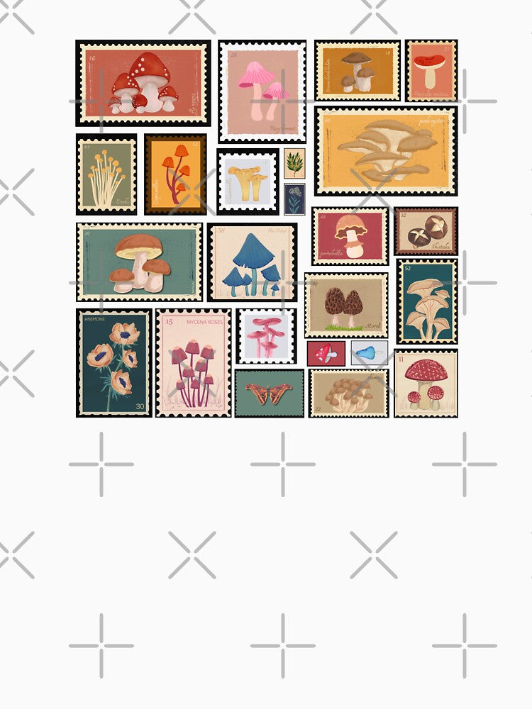 Vintage mushrooms stamp  Aesthetic Cottagecore & Goblincore by Lam Assia
