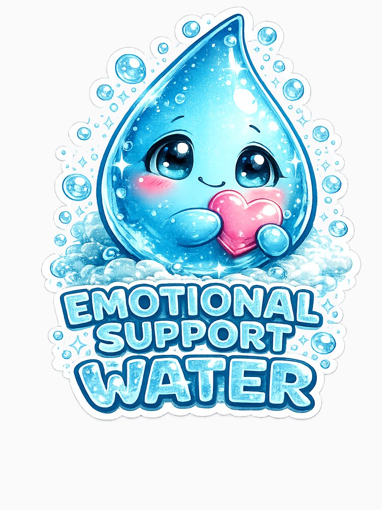 Emotional Support Water | Cute 3D Water Drop Sticker | Hydration Buddy by Timeless Junction