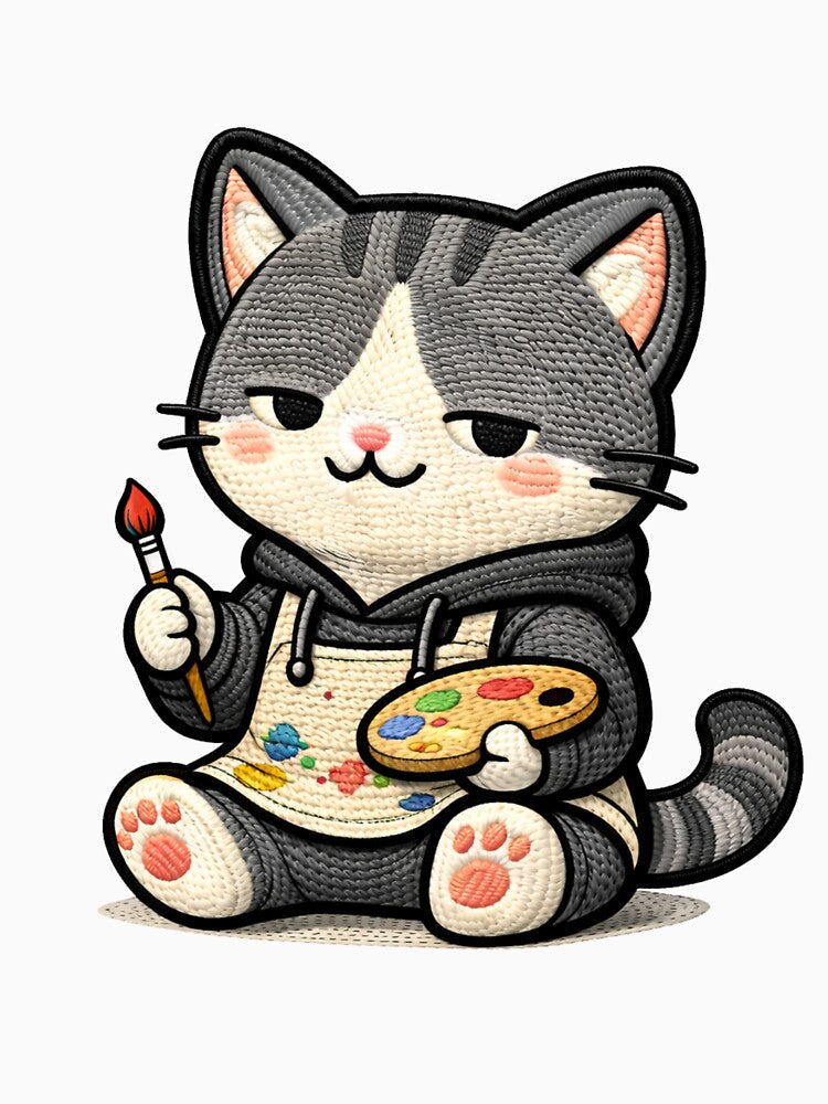 Artist Cat Creative Aesthetic | Painter Kawaii Animal Embroidery Style by ColorSplash123