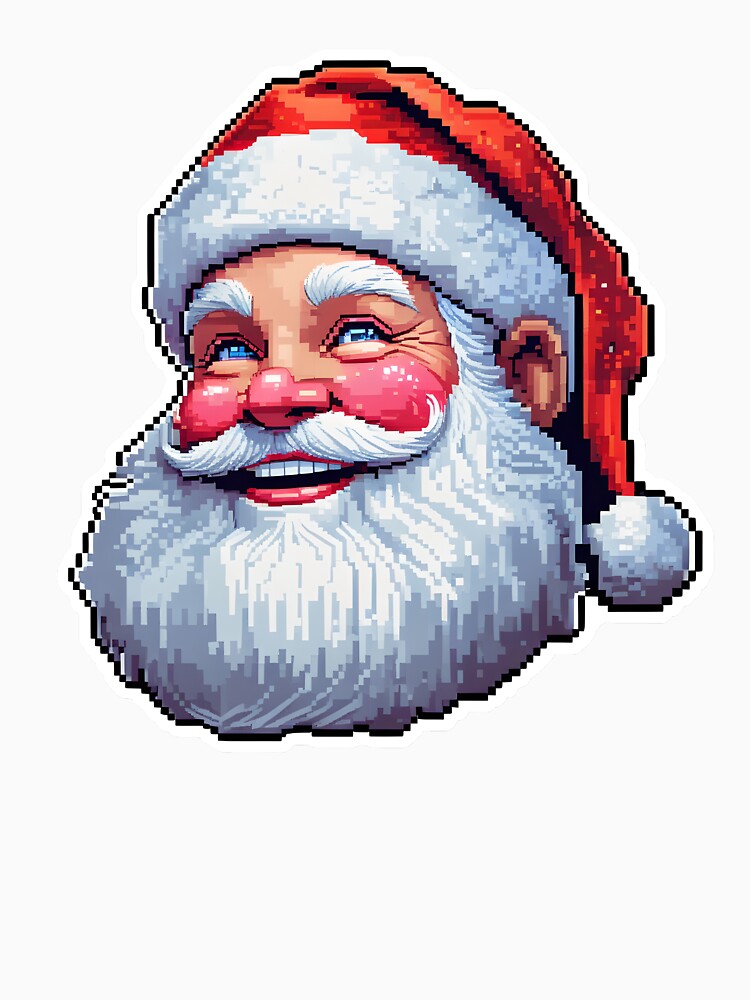 Cute Pixel Santa Claus Face Sticker in Retro 16-Bit Style by BankMano