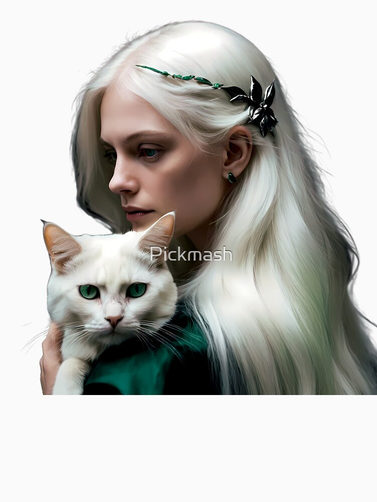 The Watcher – Pale Girl and Her White Cat by Pickmash