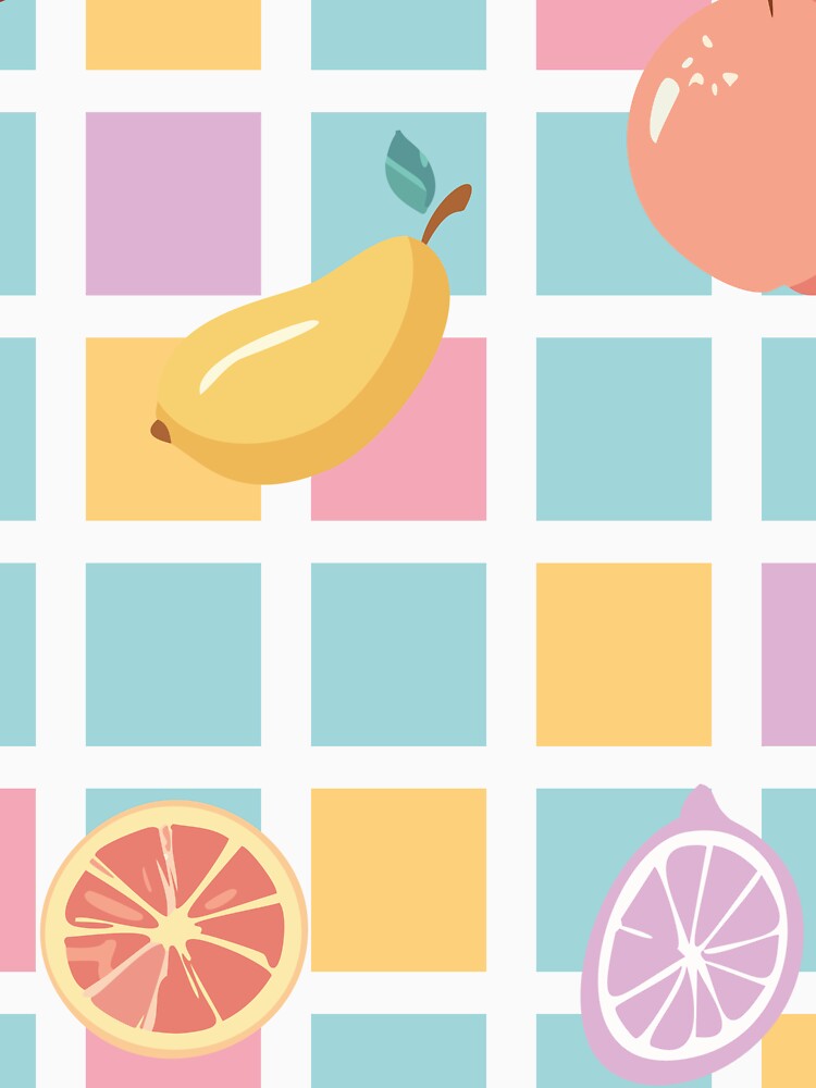 Pastel Fruit Checkerboard Pattern Cute Summer Grid by bangueran