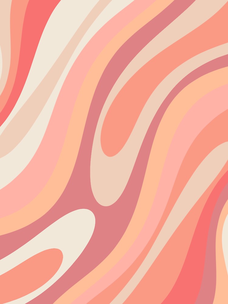 Retro Wavy Loops Pink Peach Pastel Abstract Pattern by kierkegaard