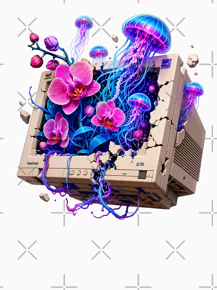 Retro Tech Bloom Surreal Weirdcore Art by MarVan-Prints
