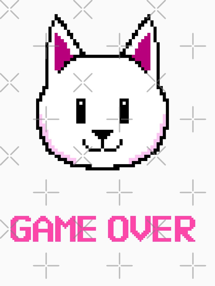Game Over Retro 8-bit Cat by up4tee