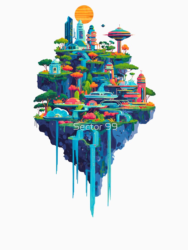 Futuristic Floating Island Oasis by Sector 99