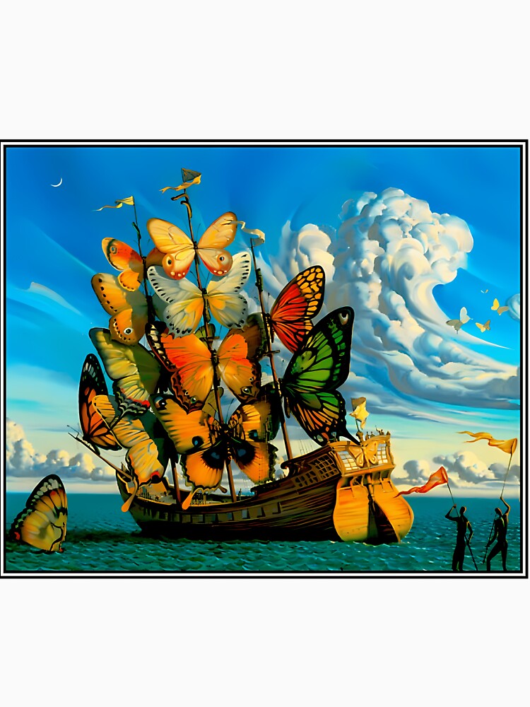 Vintage Surreal Butterfly Ship Fantasy Art by xuxqhpbmr34
