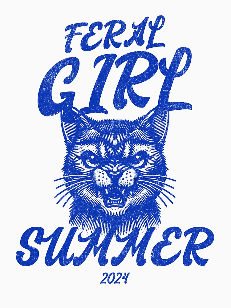 Feral Summer Girl Cat Blue by KloverDesigns