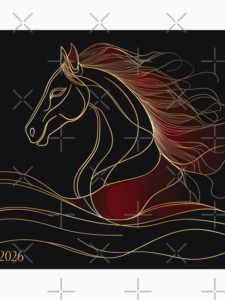 Minimalistic 2026 Red Fire Horse Silhouette Elegant Curvature by GrinGalore