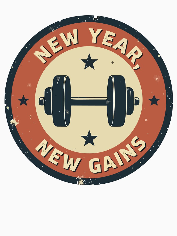 New Year New Gains - Vintage Gym Barbell Fitness Motivation & Workout 2026 by Design-Pro-21